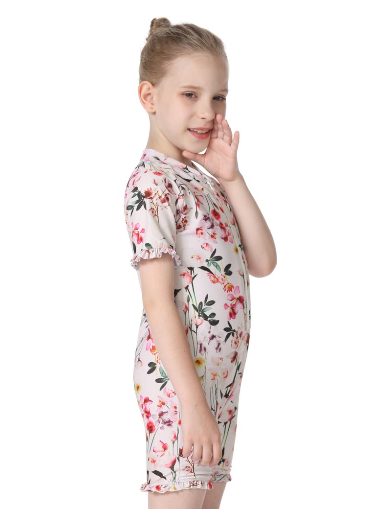 Cadocado Baby Girl Lovely Swimsuit Infant One Piece Beachwear Floral Printed Rashguard Sunsuit Swimwear,Flower Print,12-18 Month - Image 2